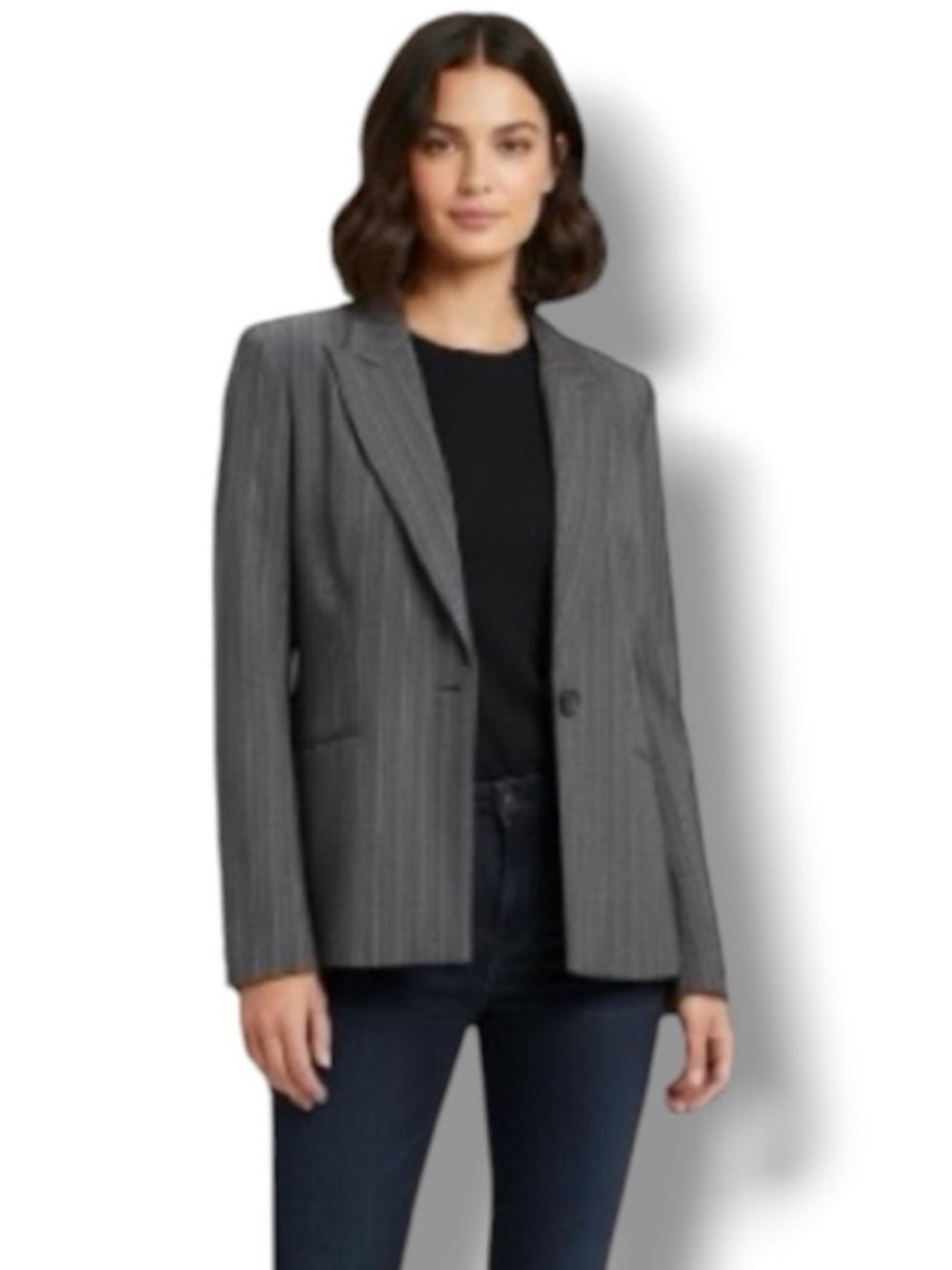 The Limited Vintage Y2K Blazer Suit Jacket Gray Wool Pinstriped Tailored Size M